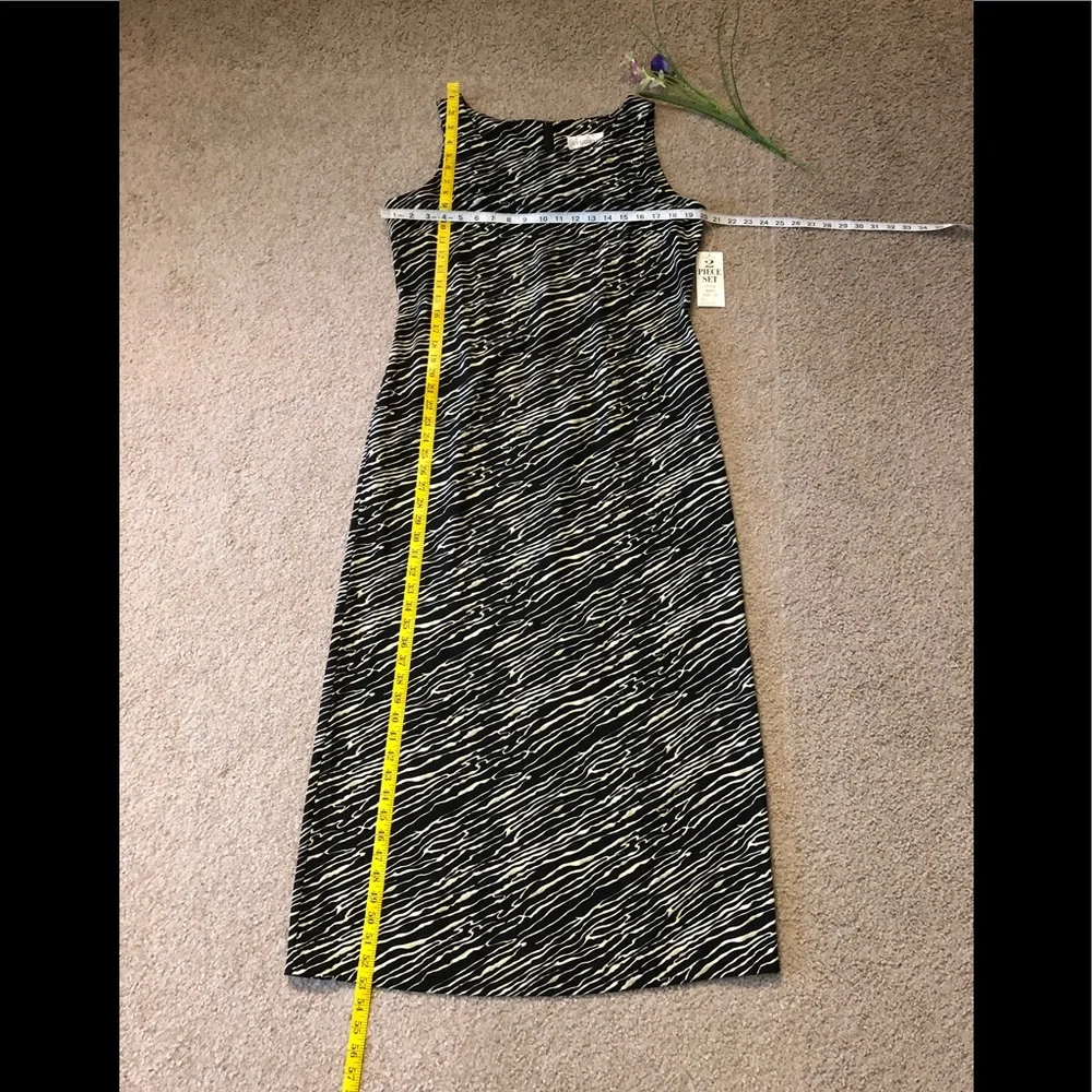 Studio I Sheath Dress sz 12 New with Tags Long Black white zebra - Picture 7 of 15